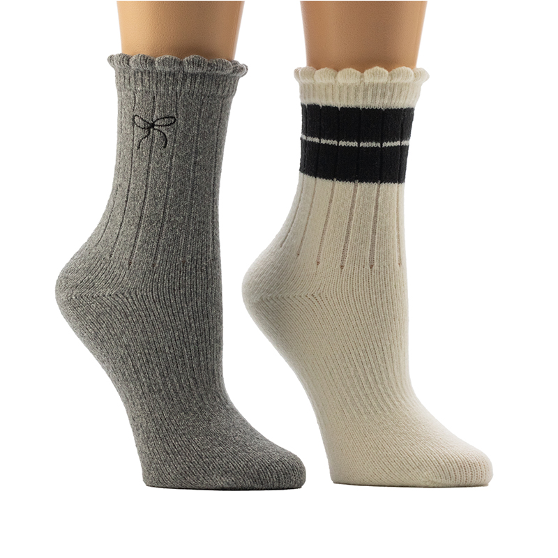 Damsockor med 4x2 ribbben i mysiga hem